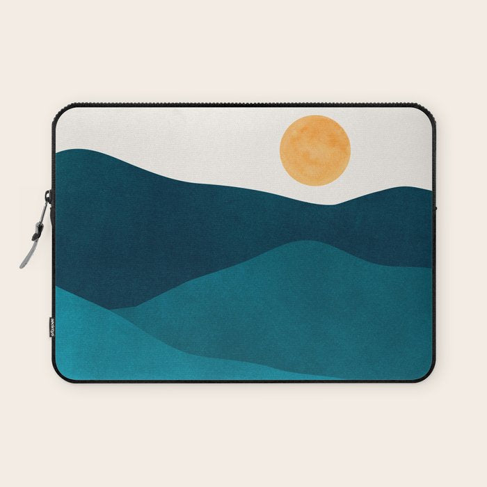 Teal Mountains Minimal Landscape Laptop Sleeve Gallery Image 1