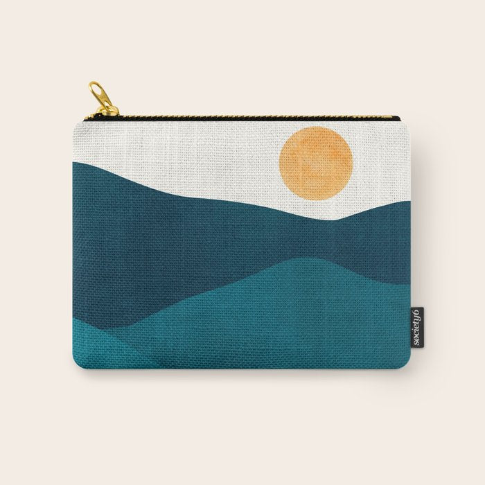 Teal Mountains Minimal Landscape Carry All Pouch Gallery Image 1