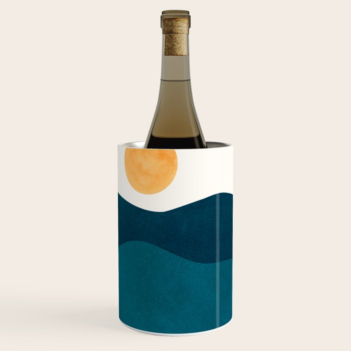 Teal Mountains Minimal Landscape Wine Chiller Gallery Image 3