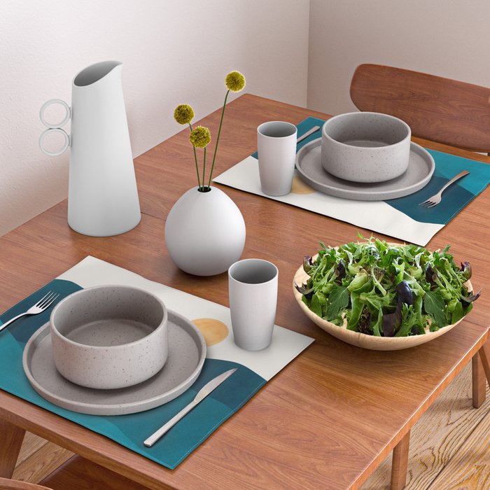 Teal Mountains Minimal Landscape Placemat Gallery Image 2