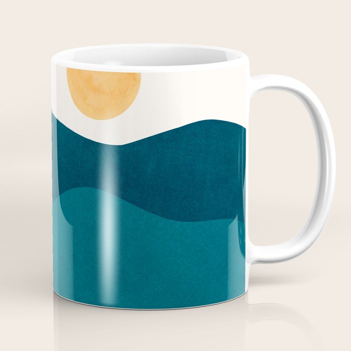 Teal Mountains Minimal Landscape Coffee Mug Gallery Image 1