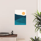 Teal Mountains Minimal Landscape Poster Gallery Image 2
