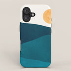 Teal Mountains Minimal Landscape iPhone Case Gallery Image 1
