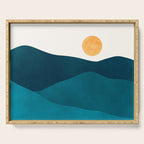 Teal Mountains Minimal Landscape Serving Tray Gallery Image 1