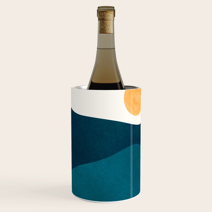 Teal Mountains Minimal Landscape Wine Chiller Gallery Image 1
