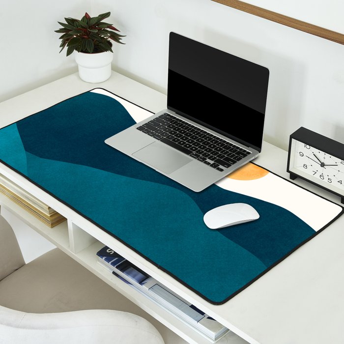 Teal Mountains Minimal Landscape Desk Mat Gallery Image 2