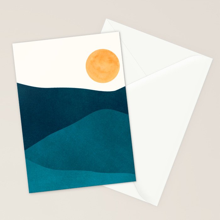 Teal Mountains Minimal Landscape Stationery Card Gallery Image 2