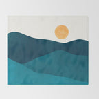 Teal Mountains Minimal Landscape Throw Blanket Gallery Image 2