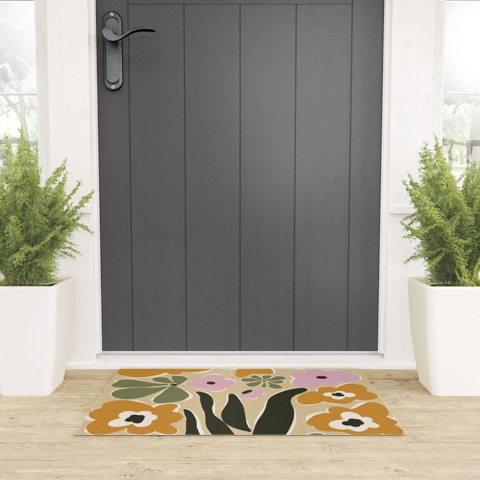 RETRO floral garden  Welcome Mat Gallery Image 3