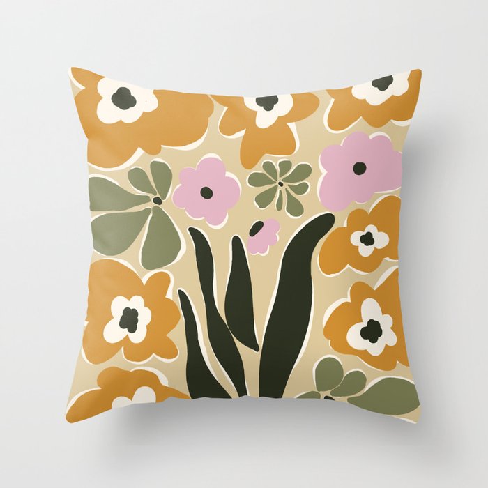 RETRO floral garden  Throw Pillow Gallery Image 6