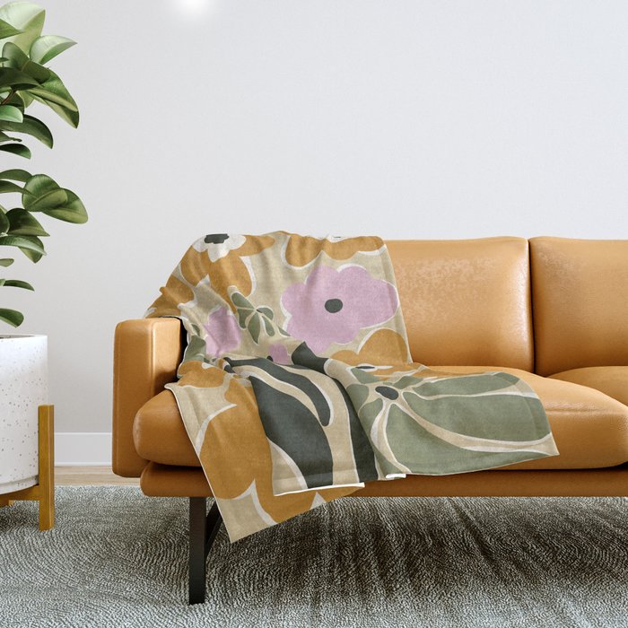 RETRO floral garden  Throw Blanket Gallery Image 1
