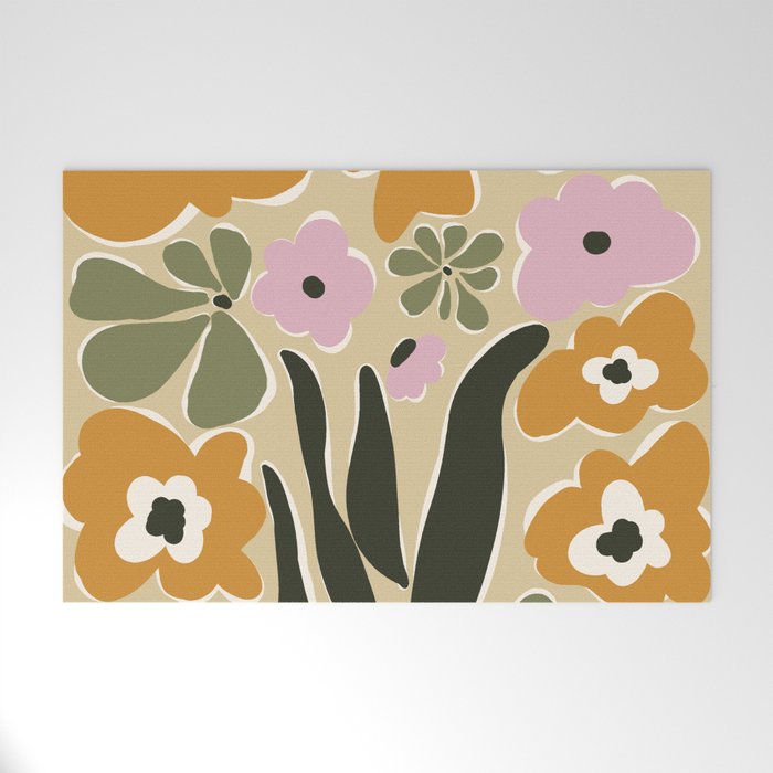 RETRO floral garden  Welcome Mat Gallery Image 1