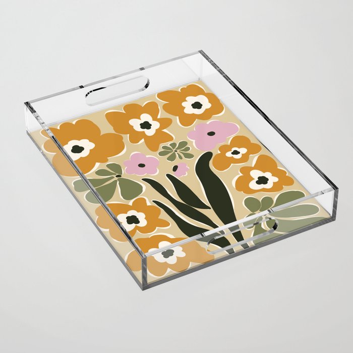 RETRO floral garden  Acrylic Tray Gallery Image 1
