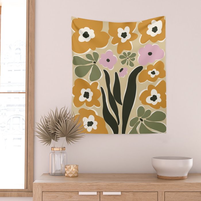 RETRO floral garden  Wall Tapestry Gallery Image 2