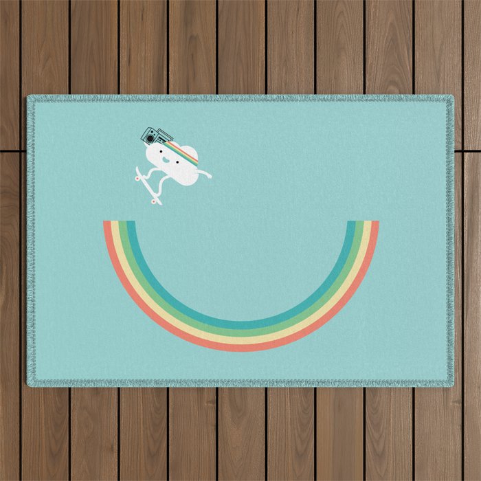 Skateboarding cloud Outdoor Rug Gallery Image 1