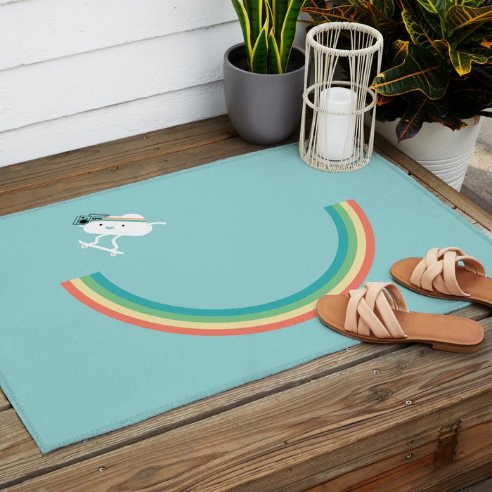 Skateboarding cloud Outdoor Rug Gallery Image 2