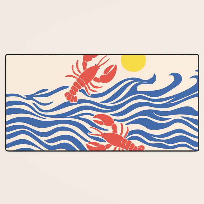 Lobsters Frolicking in the Ocean Waves Desk Mat Gallery Image 3