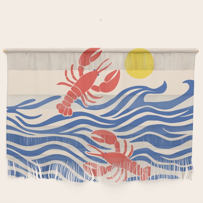 Lobsters Frolicking in the Ocean Waves Wall Hanging Gallery Image 1