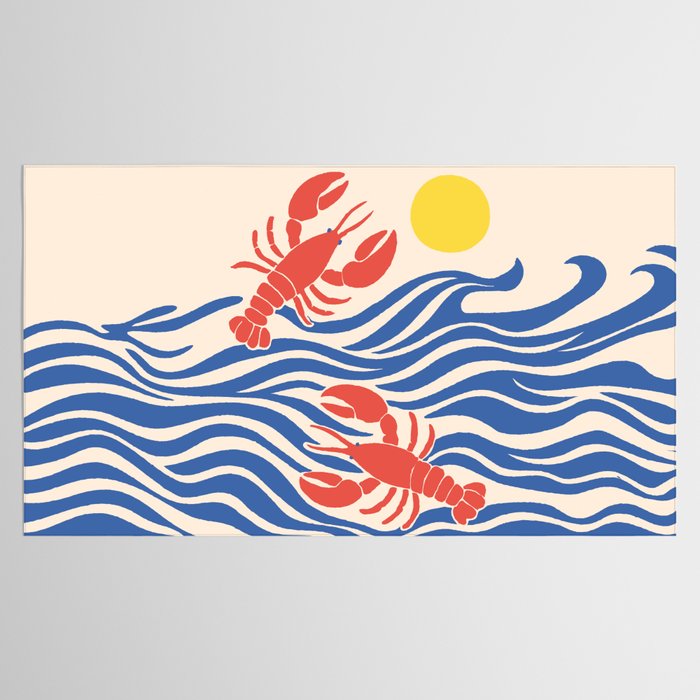Lobsters Frolicking in the Ocean Waves Tablecloth Gallery Image 2