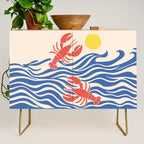 Lobsters Frolicking in the Ocean Waves Credenza Gallery Image 1