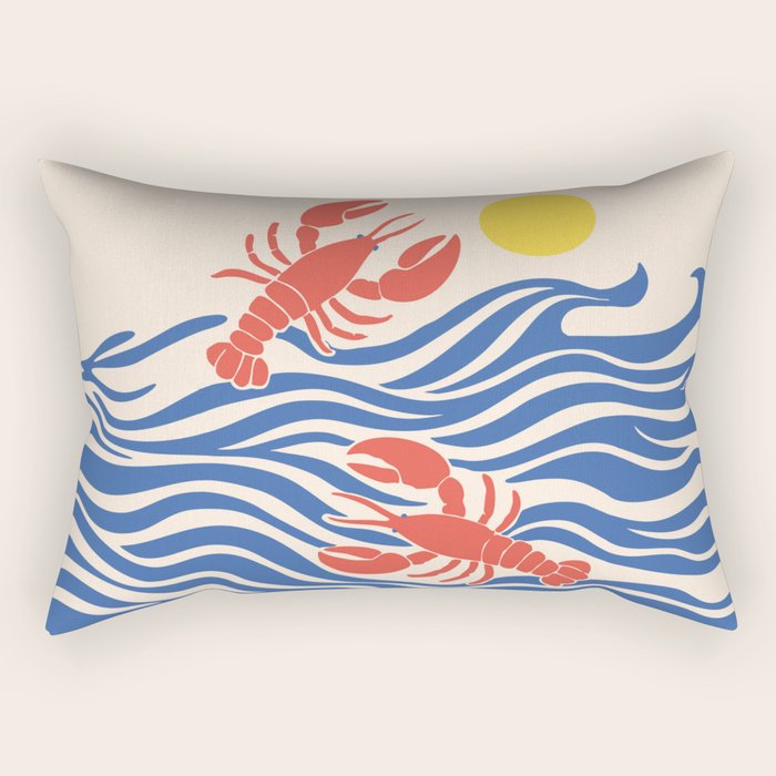 Lobsters Frolicking in the Ocean Waves Rectangular Pillow Gallery Image 2