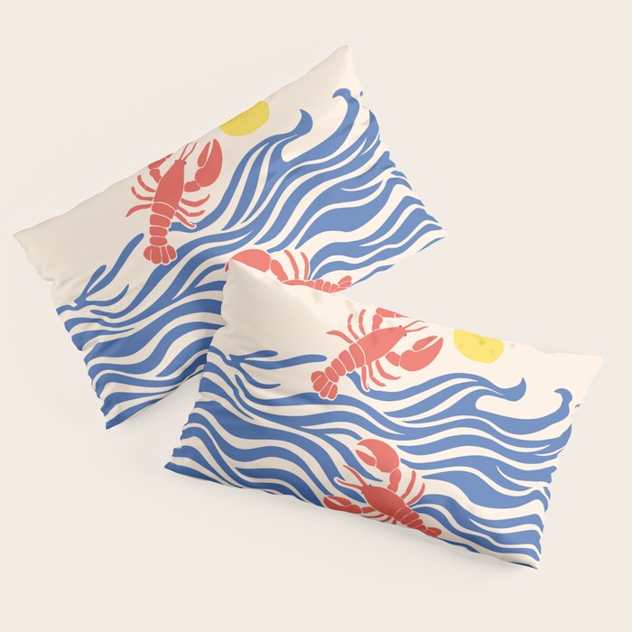 Lobsters Frolicking in the Ocean Waves Pillow Sham Gallery Image 2