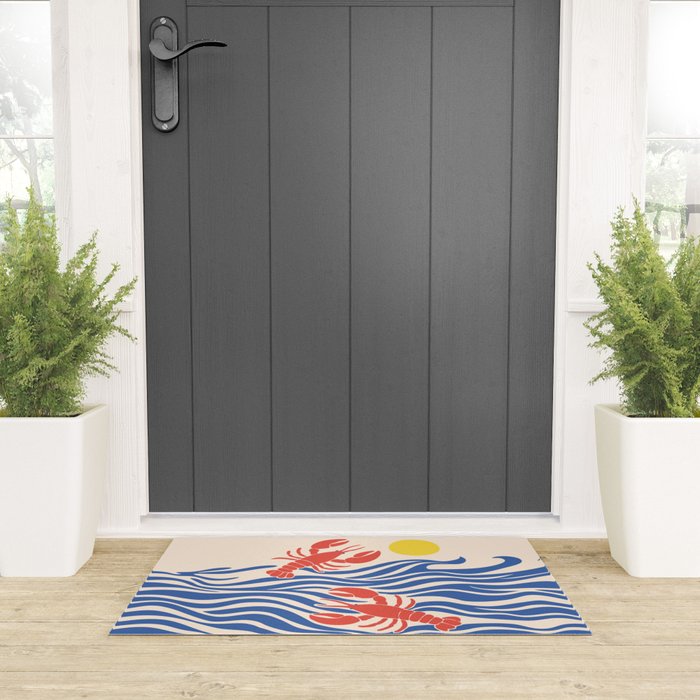 Lobsters Frolicking in the Ocean Waves Welcome Mat Gallery Image 3