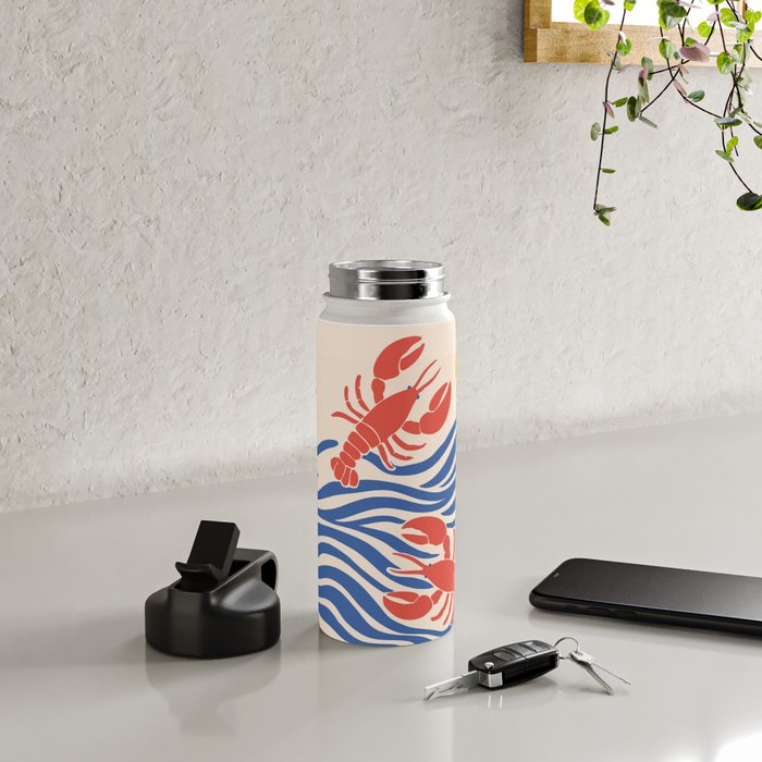 Lobsters Frolicking in the Ocean Waves Water Bottle Gallery Image 4