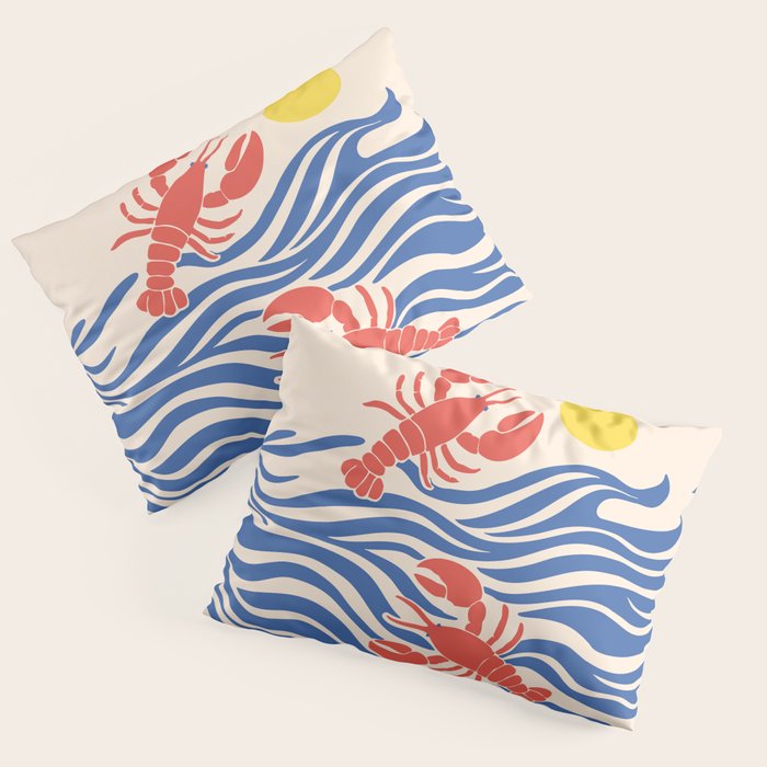 Lobsters Frolicking in the Ocean Waves Pillow Sham Gallery Image 1