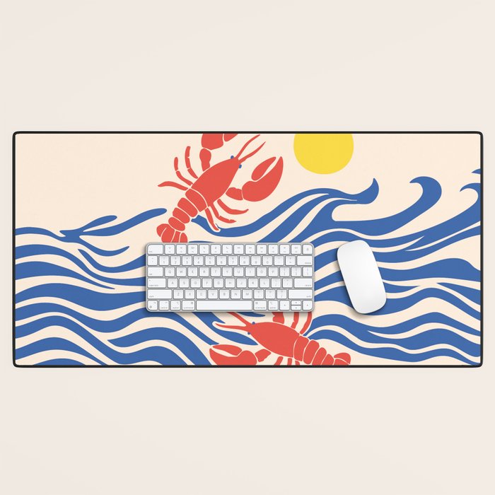 Lobsters Frolicking in the Ocean Waves Desk Mat Gallery Image 1