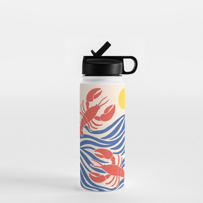 Lobsters Frolicking in the Ocean Waves Water Bottle Gallery Image 1
