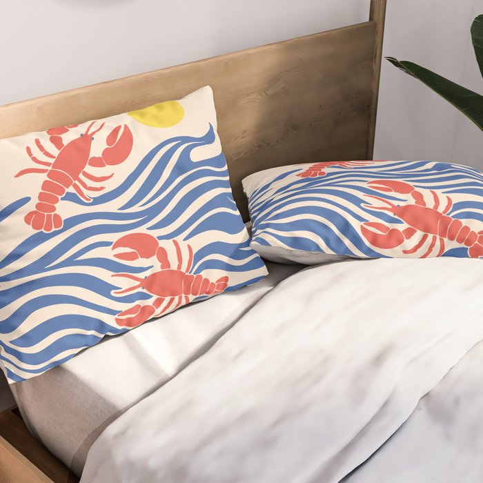 Lobsters Frolicking in the Ocean Waves Pillow Sham Gallery Image 2
