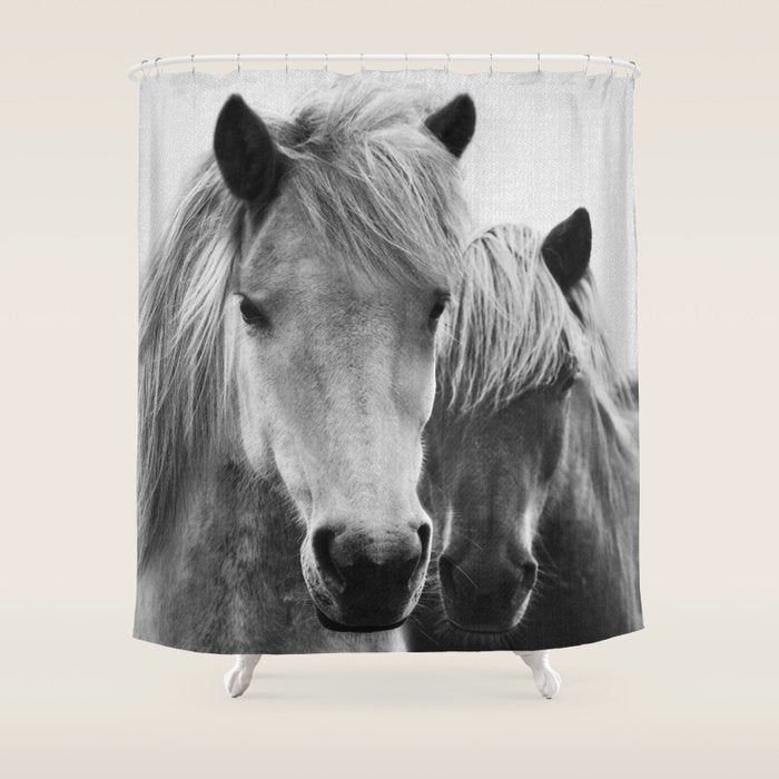 Horses - Black & White 7 Shower Curtain Gallery Image 1