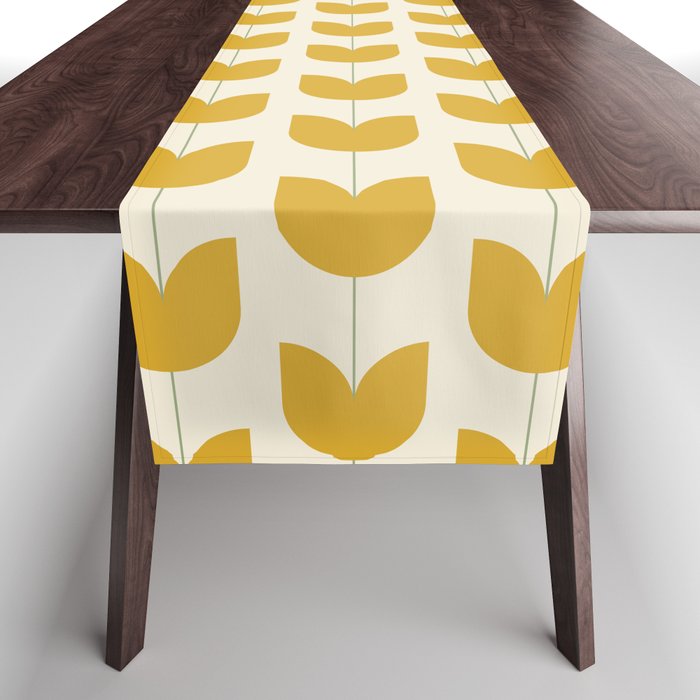 Spring Tulips II Yellow Mid Century Flowers Table Runner Gallery Image 1
