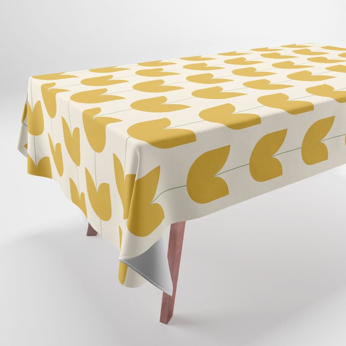 Spring Tulips II Yellow Mid Century Flowers Tablecloth Gallery Image 1
