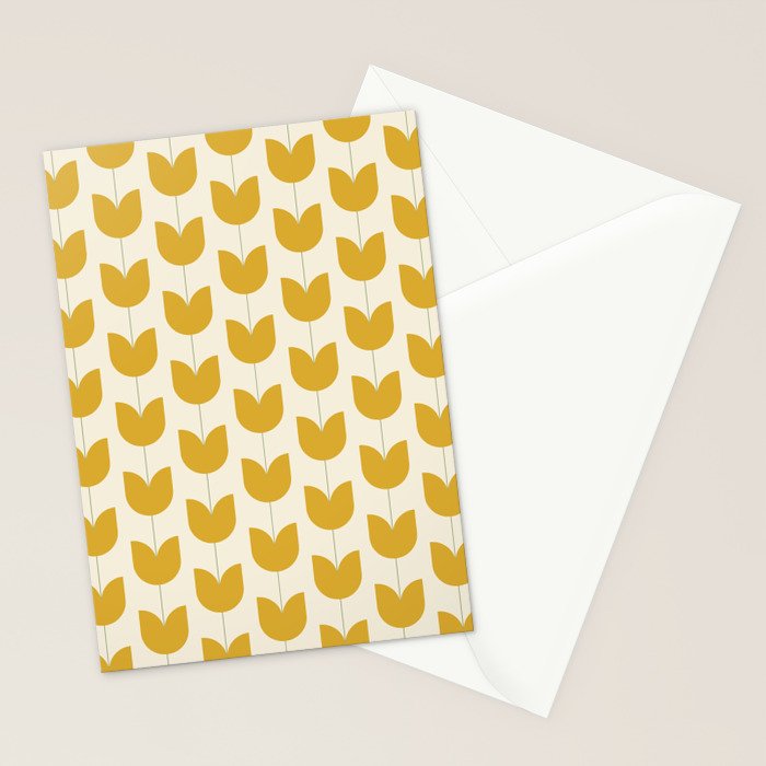 Spring Tulips II Yellow Mid Century Flowers Stationery Card Gallery Image 2