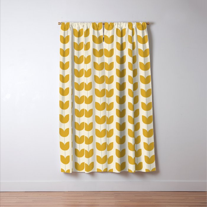 Spring Tulips II Yellow Mid Century Flowers Window Curtain Gallery Image 3