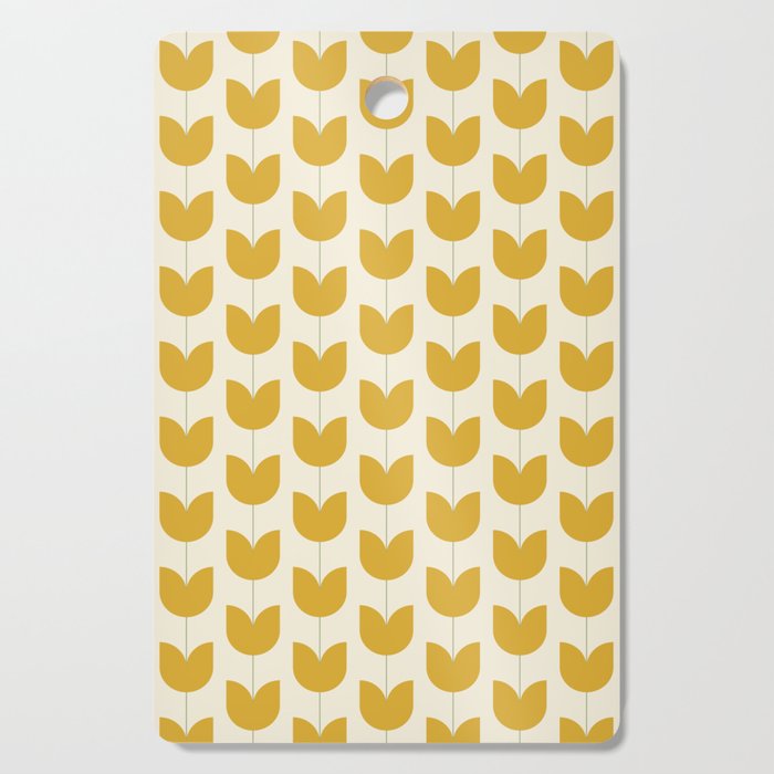 Spring Tulips II Yellow Mid Century Flowers Cutting Board Gallery Image 1