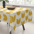 Spring Tulips II Yellow Mid Century Flowers Tablecloth Gallery Image 3