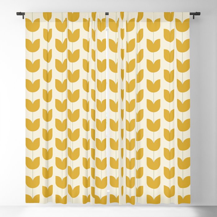 Spring Tulips II Yellow Mid Century Flowers Window Curtain Gallery Image 5