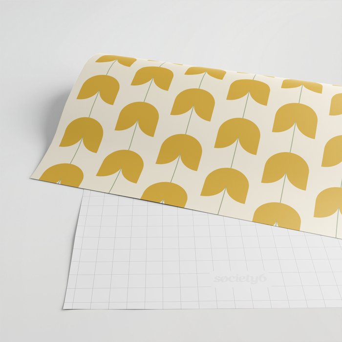 Spring Tulips II Yellow Mid Century Flowers Wrapping Paper Gallery Image 2