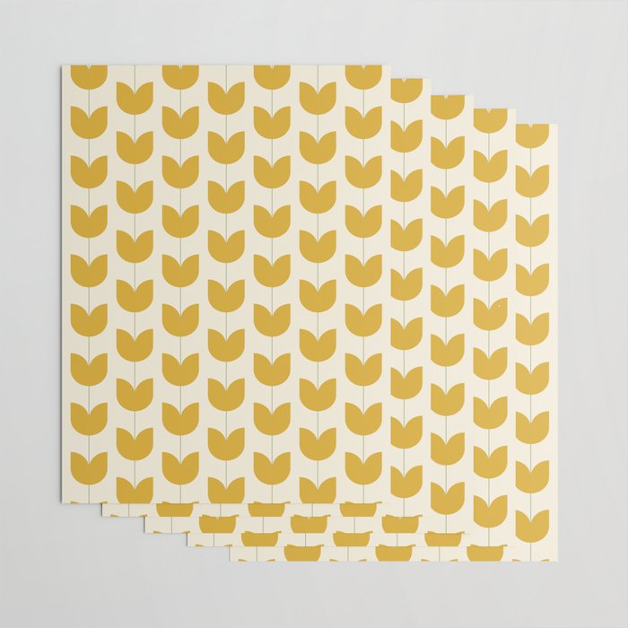 Spring Tulips II Yellow Mid Century Flowers Wrapping Paper Gallery Image 3