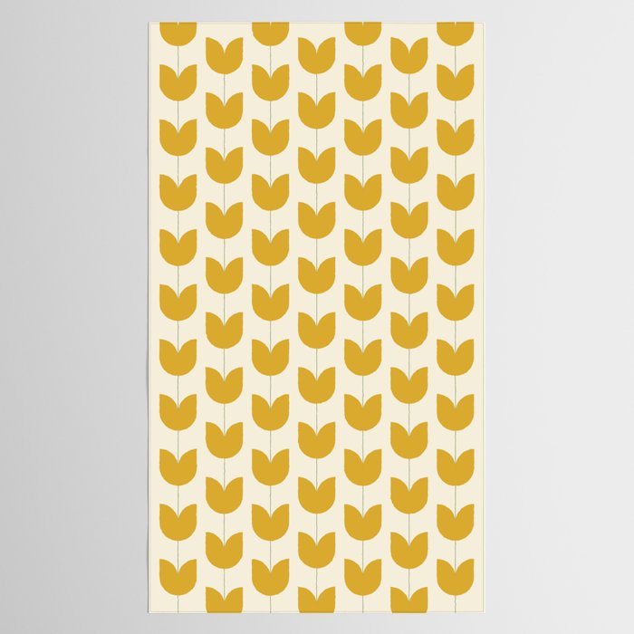 Spring Tulips II Yellow Mid Century Flowers Tablecloth Gallery Image 2
