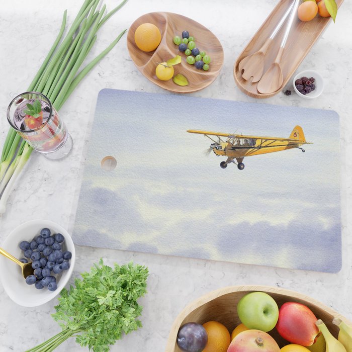 J-3 Piper Cub Aircraft Cutting Board Gallery Image 2