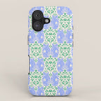 Retro Gurgle Fish Vases On Stripes - Blue And Teal iPhone Case Gallery Image 1