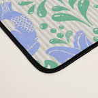 Retro Gurgle Fish Vases On Stripes - Blue And Teal Desk Mat Gallery Image 4