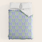 Retro Gurgle Fish Vases On Stripes - Blue And Teal Duvet Cover Gallery Image 6