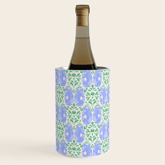 Retro Gurgle Fish Vases On Stripes - Blue And Teal Wine Chiller Gallery Image 2
