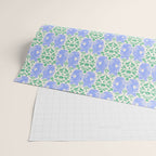 Retro Gurgle Fish Vases On Stripes - Blue And Teal Wrapping Paper Gallery Image 2