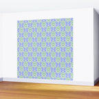 Retro Gurgle Fish Vases On Stripes - Blue And Teal Wall Mural Gallery Image 2